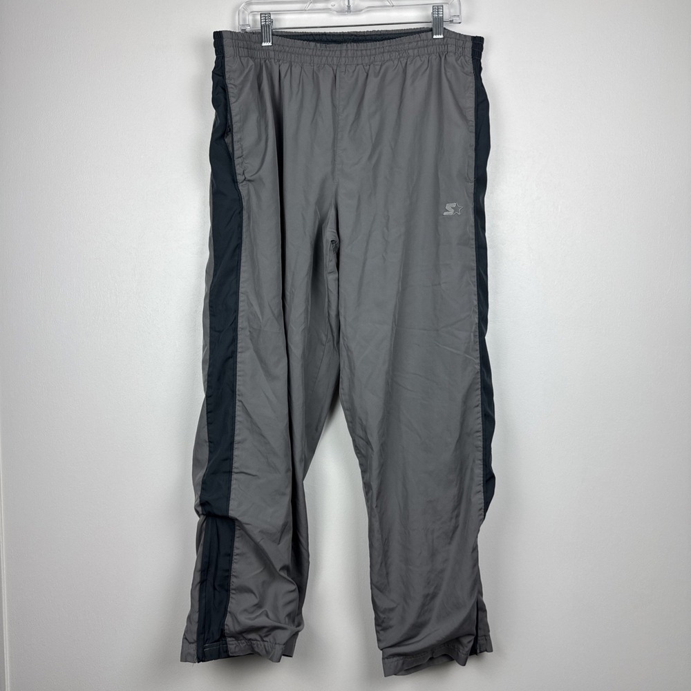 Vintage Starter Track Pants Mens‎ Medium Gray Baggy Loose Windbreaker Nylon Y2K